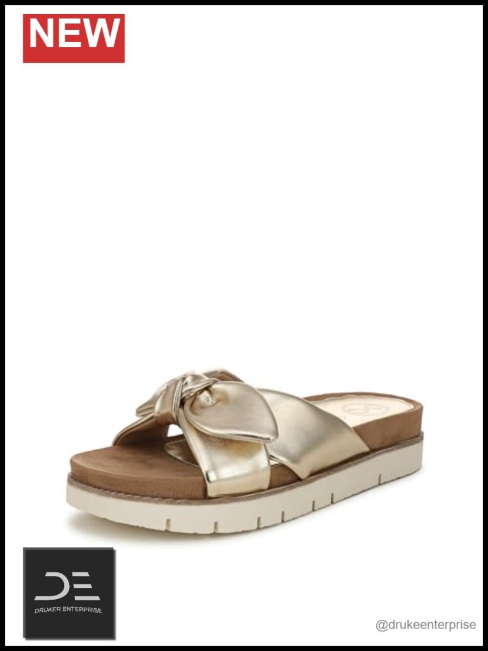 Women's Slide Sandals Open Toe X-Strap Bow PU Glitter Slip-On Comfort